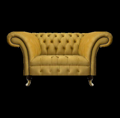 Chesterfield Designer Zwësëtzer Canapé Couch Wunnzëmmer Luxus Giel Polstersofa
