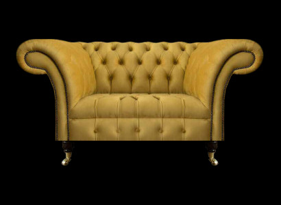 Chesterfield Designer Zwësëtzer Canapé Couch Wunnzëmmer Luxus Giel Polstersofa