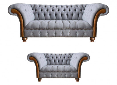 Hellgro Chesterfield-Sofas Designer Stoffcouchen Polstersëtzmierbel