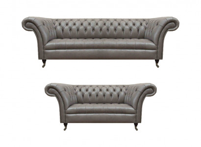 Chesterfield Gro Liederkanapé Designer Stuffzëmmer Polster Sëtzmiwwel