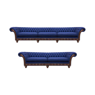 Blo Chesterfield-Stoffcouch Designer Canapé-Luxus-Sëtzméibel