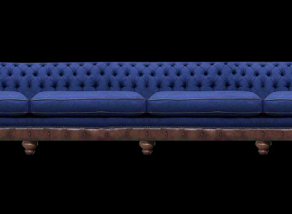 Blo Chesterfield Wunnzëmmer Véier-Sëtz Sofa Exklusiv Polsterméibel