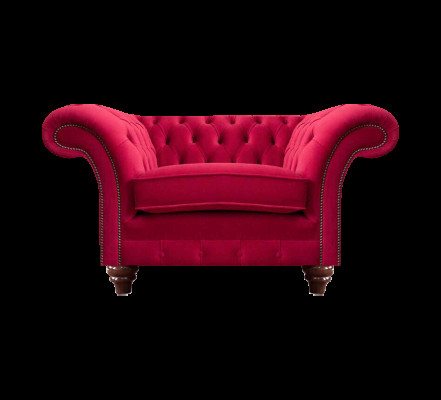 Roude Chesterfield Wunnzëmmer Fotell Designer Stoffsessel Relaxfotell