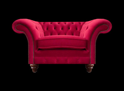 Roude Chesterfield Wunnzëmmer Fotell Designer Stoffsessel Relaxfotell
