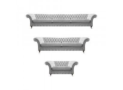Wäiss Chesterfield Couchen Designer Dräisëtzer Luxus 2-Sëtzer Fotell