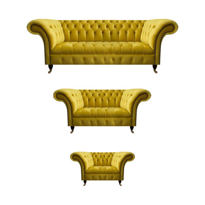 Wunnzëmmer Giel Chesterfield Canapé Garnitur Modern 3tlg Polsterset
