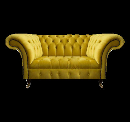 Modern Chesterfield Sitzmiwwel Giel Zweisëtzer Designer Stoffkanapé.