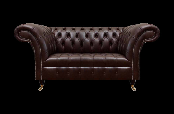 Braune Chesterfield Liederdivan Designer Konschtliedercouch Zweisëtzer