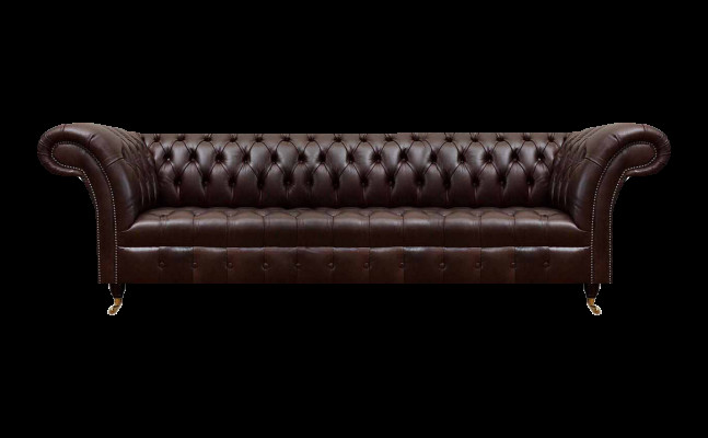 Braune Chesterfield Kënschtleder Couch Modern Sofa Véiersëtzer Sëtzmiwwel