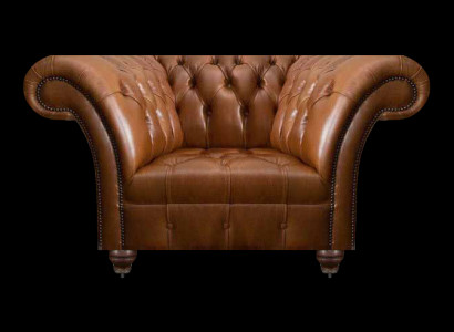 Braune Chesterfield Einsëtzeger Sessellederfotel fir d'Stuff Polster 1-Sëtzer