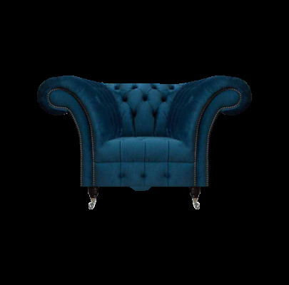 Modernt bloe Chesterfield-Fauteuil Designer Sëtzmiwwel Wunnzëmmer Sëtz.