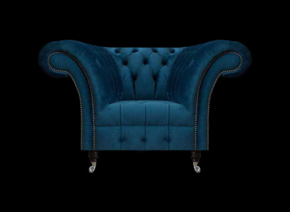 Modernt bloe Chesterfield-Fauteuil Designer Sëtzmiwwel Wunnzëmmer Sëtz.