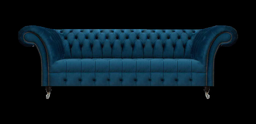 Luxus Blo Chesterfield Textilcouch Wunnzëmmer Polsterméibel 3-Sëtzer