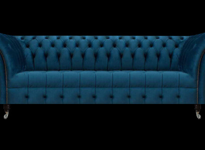 Luxus Blo Chesterfield Textilcouch Wunnzëmmer Polsterméibel 3-Sëtzer