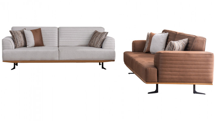 Modern dräi-Sëtzer-Sofa-Set a brong a gro Faarf fir d'Wunnzëmmer