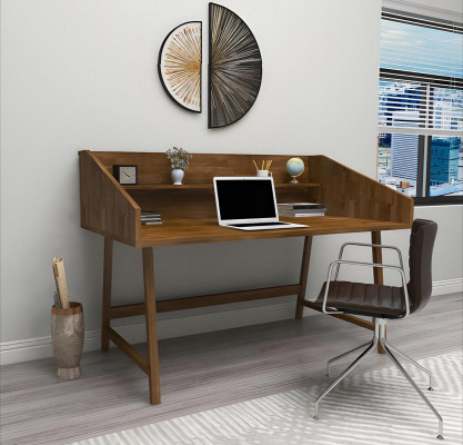 Héichwäertegen Holz Dësch Designer Bërosdësch Modern Holzmiwwelen Schreibtisch