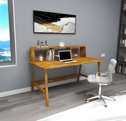 Schicke Holzdësch Braune Aarbechtsdësch Designer Schreibtëscher Büro Miwwelen