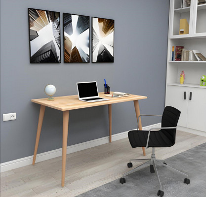 Beige Holzdësch Designer Loft-Dësch Stilvoll Schreifdëscher Luxus Miwwelen