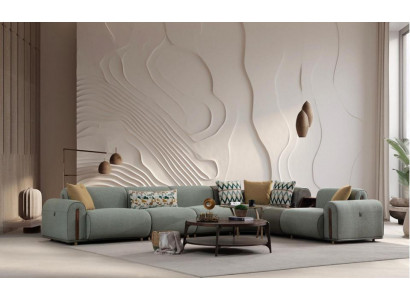 Luxuriéis Gréngt Ecksofa Wunnzëmmer Ledercouch Designer Sëtzmiwwel