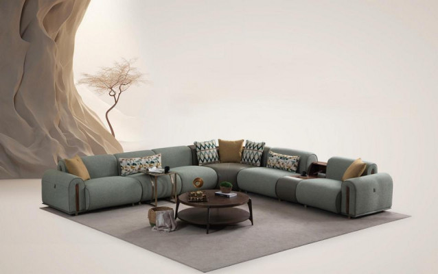 Stilvoll Eckcanapé Designer Wunnzëmmer Canapé L-Forme Edle Polstercouch