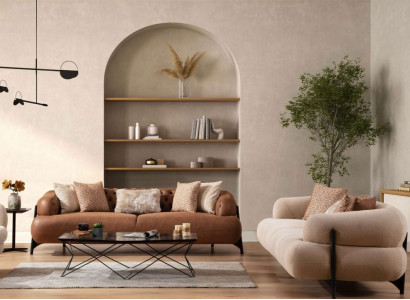 Wäiss-Brong Sofa Garnitur Designer Polster Sëtzmiwwel Exklusiv Couchen