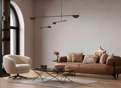 Modern Wunnzëmmer Sofa Set Designer Dräisëtzer Edelen Lehnstull 2tlg