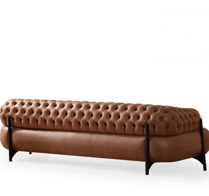 Brongen Chesterfield Dräi-Sëtz Wunnzëmmer Polstersofa Modern Miwwelen