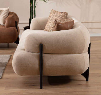 Luxuriéise wäisse Polstersofa Designer Textilcouch Wunnzëmmer 3-Sëtzer