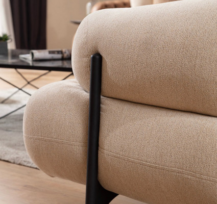 Luxuriéise wäisse Polstersofa Designer Textilcouch Wunnzëmmer 3-Sëtzer
