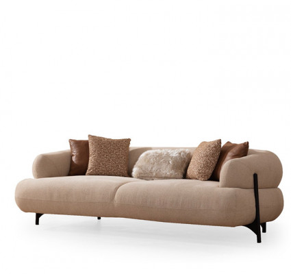 Luxuriéise wäisse Polstersofa Designer Textilcouch Wunnzëmmer 3-Sëtzer