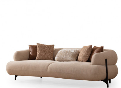 Luxuriéise wäisse Polstersofa Designer Textilcouch Wunnzëmmer 3-Sëtzer