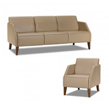 Beiges Wunnzëmmer Lieder Set Designer 3-Sëtz Exklusiven Fauteuil 2 Stéck