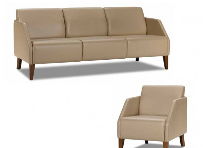 Beiges Wunnzëmmer Lieder Set Designer 3-Sëtz Exklusiven Fauteuil 2 Stéck