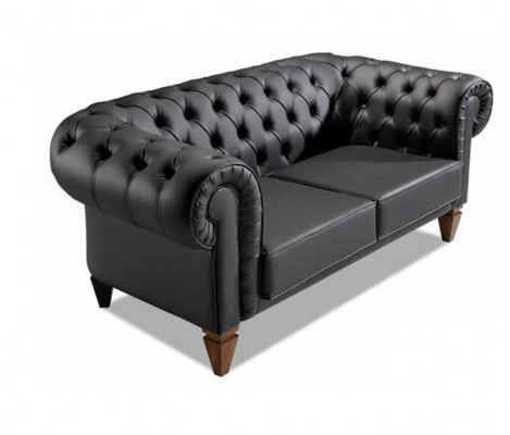 Stilvollen Chesterfield Schwaarze Dräisëtzer Modern Edel Polster Miwwel