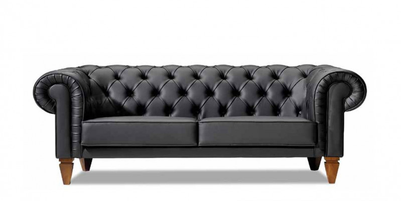 Stilvollen Chesterfield Schwaarze Dräisëtzer Modern Edel Polster Miwwel
