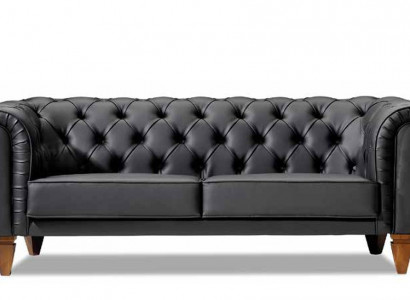 Stilvollen Chesterfield Schwaarze Dräisëtzer Modern Edel Polster Miwwel