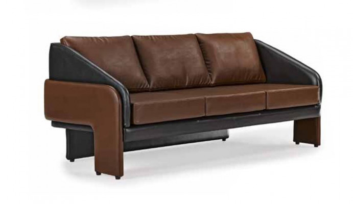 Braun-Schwaarzen Dräisëtzer Exklusiv Polstermöbel Designer Ledercouch