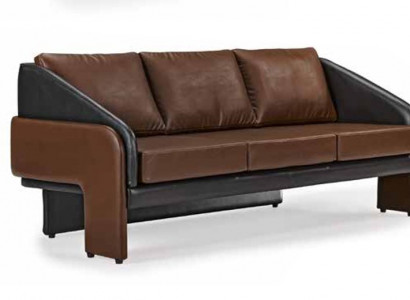 Braun-Schwaarzen Dräisëtzer Exklusiv Polstermöbel Designer Ledercouch