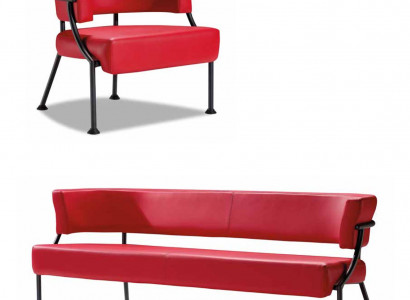 Rout Sofa-Garnitur Modernen Konschtläder Bank Designer Einsëtzer 2-Stéck Set