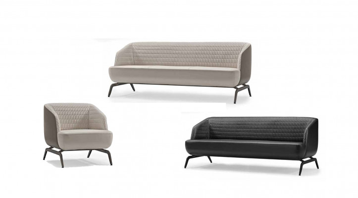 Schwaarz-Wäiss Couchgarnitur Luxus 2x Dräisëtzer Ledersëtz 3-Deeler.