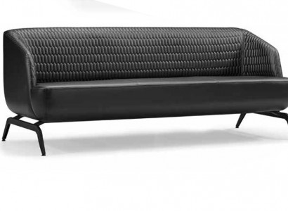 Schwaarzt Lieder-Designer-Däinzelsofa, Wunnzëmmer Couch 3-Sëtzer Miwwel.
