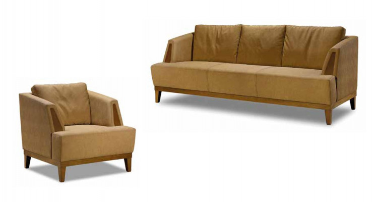 Luxuriéis brong Sofa Set Moderne Ledercouch Designer Fotell 2 Stéck