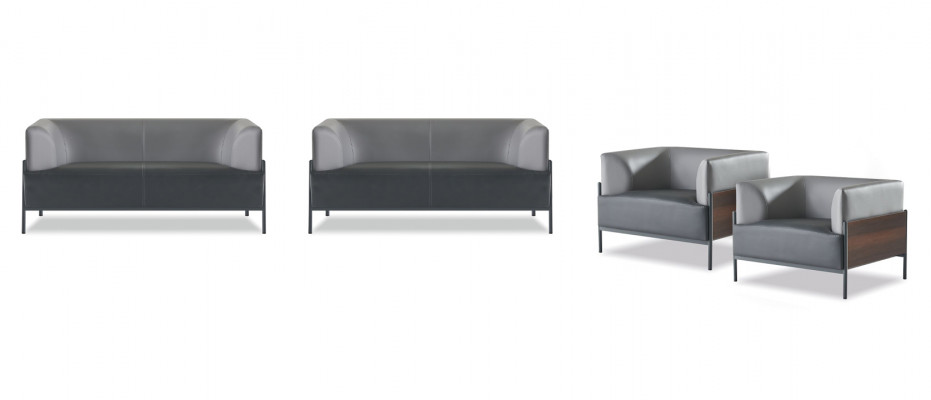 Ergonomescht Komplett Sofa-Set 4tlg Schwaarz Designer Polster Modern Stil