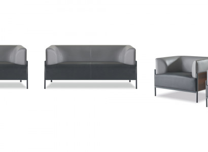 Ergonomescht Komplett Sofa-Set 4tlg Schwaarz Designer Polster Modern Stil