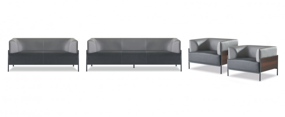Komplett Optimal Ledersofa 4-Deel Komfortabel Sëtzmiwwelen Schwarz Faarf
