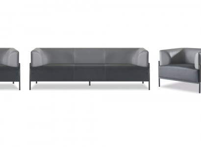 Komplett Optimal Ledersofa 4-Deel Komfortabel Sëtzmiwwelen Schwarz Faarf