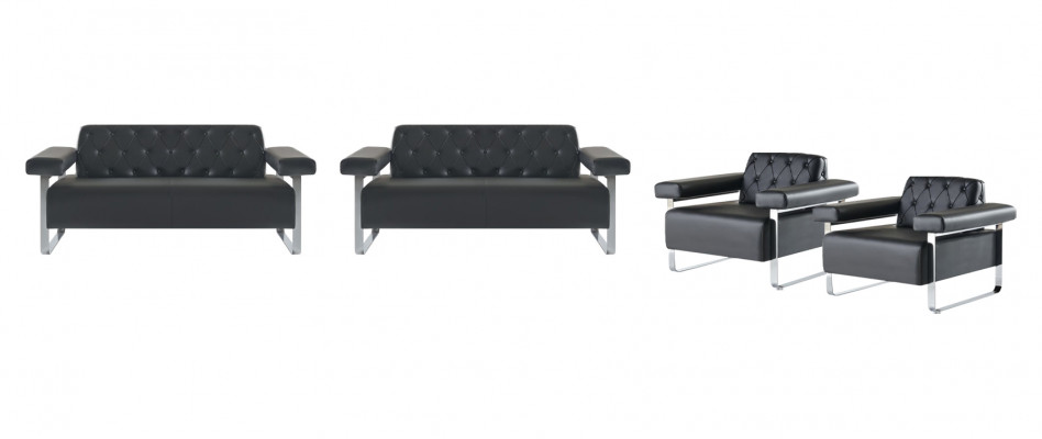 Chesterfield Design Sofagarnitur 4-teileg 2-Sëtzstull Fauteuil Lieder Stilvoll