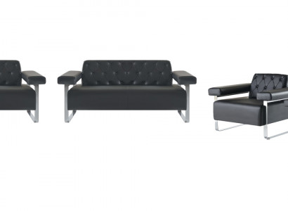 Chesterfield Design Sofagarnitur 4-teileg 2-Sëtzstull Fauteuil Lieder Stilvoll