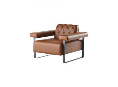 Sëtz Braun 1-Sëtzer Chesterfield Design Modern Original Villfälteg