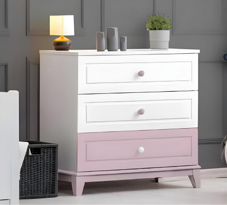 Kannerzëmmer Set Modern Besteet aus Kannerbett Schaf Kommode 3tlg nei
